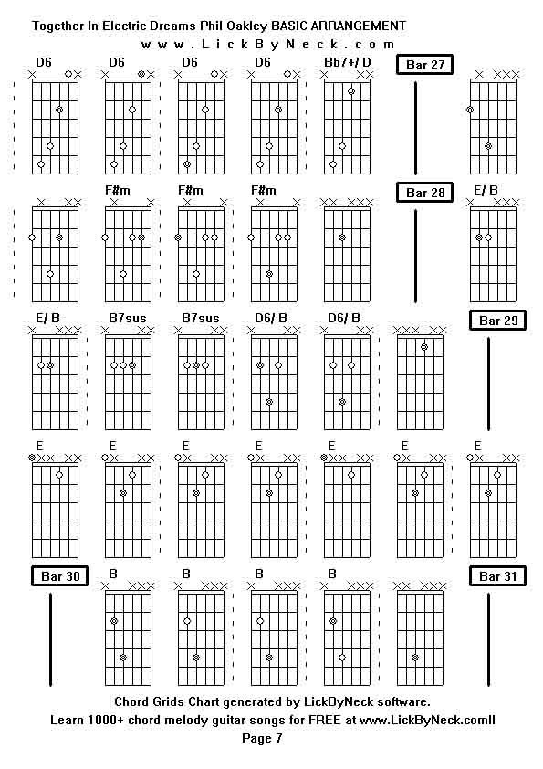 Chord Grids Chart of chord melody fingerstyle guitar song-Together In Electric Dreams-Phil Oakley-BASIC ARRANGEMENT,generated by LickByNeck software.